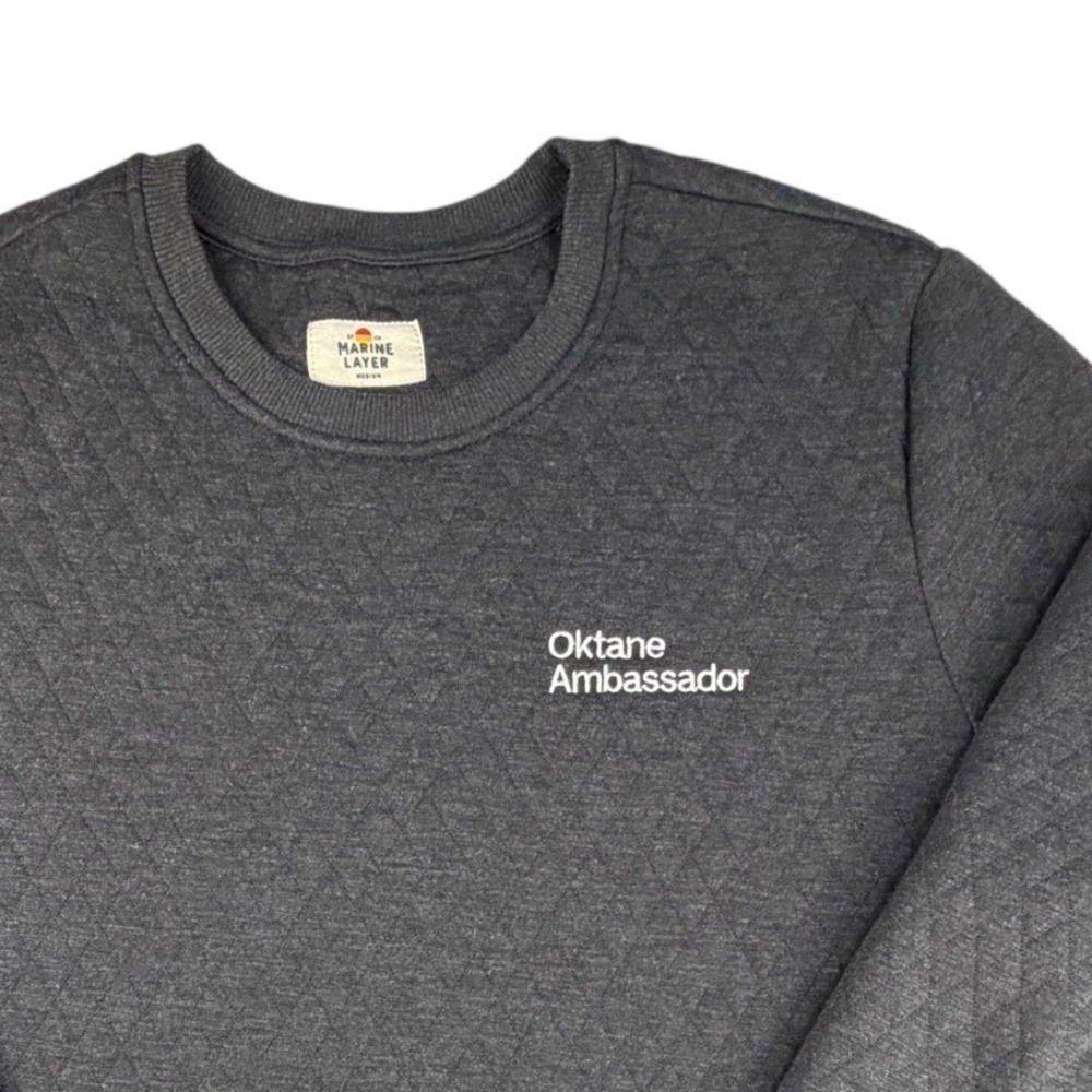 Marine Layer Mens Quilted Crewneck Sweatshirt Grey Oktane Ambassador Medium